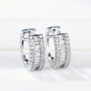 Small Huggie Earrings with Tons of Bling Blue 1413